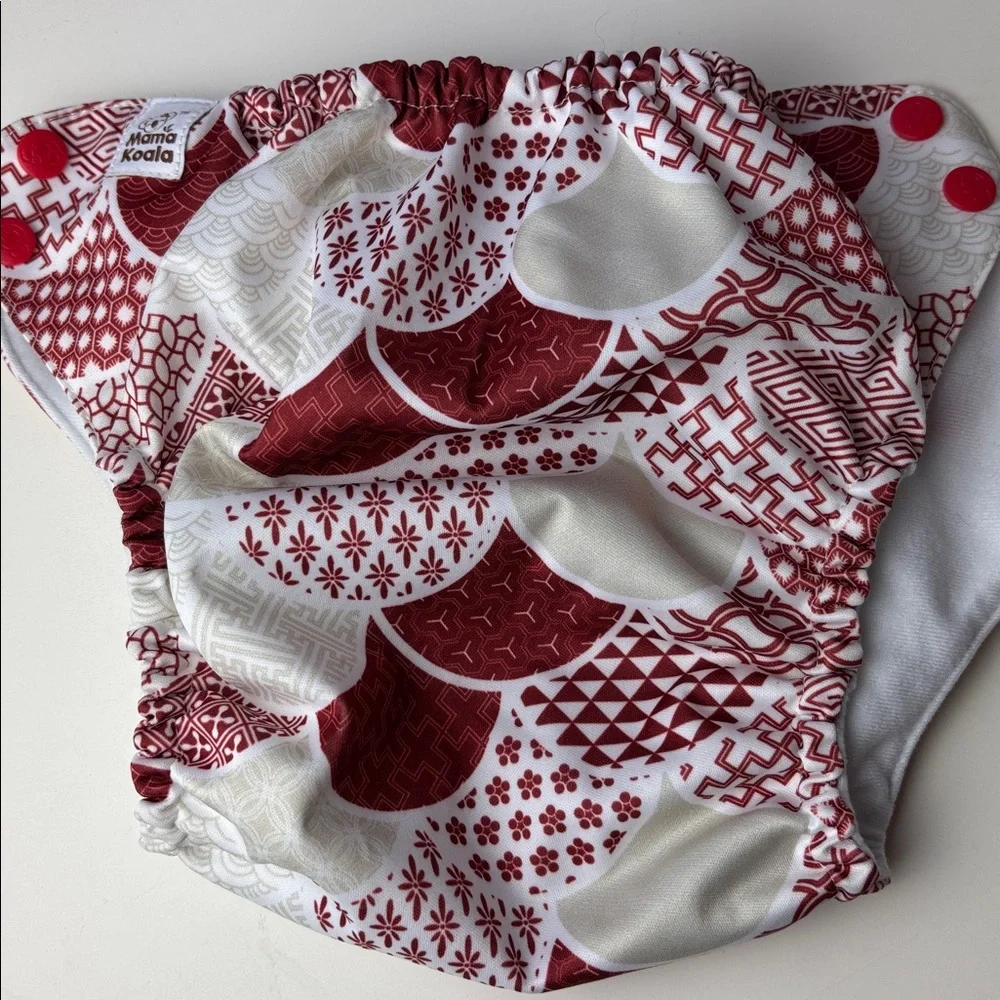 Mama Koala Terra-cotta Red and Ecru Diaper Cover with Mama Koala Insert